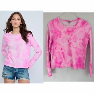 LISA TODD Brush Stroke Long Sleeve Top in pink tie-dye